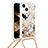 Coque Silicone Housse Etui Gel Bling-Bling avec Laniere Strap S03 pour Apple iPhone 14 Plus Or