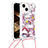 Coque Silicone Housse Etui Gel Bling-Bling avec Laniere Strap S03 pour Apple iPhone 15 Petit