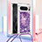 Coque Silicone Housse Etui Gel Bling-Bling avec Laniere Strap S03 pour Google Pixel 8 Pro 5G Violet