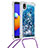 Coque Silicone Housse Etui Gel Bling-Bling avec Laniere Strap S03 pour Samsung Galaxy A01 Core Bleu