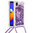 Coque Silicone Housse Etui Gel Bling-Bling avec Laniere Strap S03 pour Samsung Galaxy A01 Core Violet