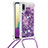 Coque Silicone Housse Etui Gel Bling-Bling avec Laniere Strap S03 pour Samsung Galaxy A02 Petit