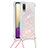 Coque Silicone Housse Etui Gel Bling-Bling avec Laniere Strap S03 pour Samsung Galaxy A02 Petit