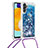Coque Silicone Housse Etui Gel Bling-Bling avec Laniere Strap S03 pour Samsung Galaxy A04s Bleu