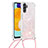 Coque Silicone Housse Etui Gel Bling-Bling avec Laniere Strap S03 pour Samsung Galaxy A04s Petit