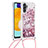 Coque Silicone Housse Etui Gel Bling-Bling avec Laniere Strap S03 pour Samsung Galaxy A04s Petit