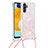 Coque Silicone Housse Etui Gel Bling-Bling avec Laniere Strap S03 pour Samsung Galaxy A04s Rose