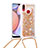 Coque Silicone Housse Etui Gel Bling-Bling avec Laniere Strap S03 pour Samsung Galaxy A10s Or