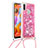 Coque Silicone Housse Etui Gel Bling-Bling avec Laniere Strap S03 pour Samsung Galaxy A11 Petit