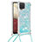 Coque Silicone Housse Etui Gel Bling-Bling avec Laniere Strap S03 pour Samsung Galaxy A12 5G Bleu Ciel