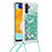 Coque Silicone Housse Etui Gel Bling-Bling avec Laniere Strap S03 pour Samsung Galaxy A13 5G Vert