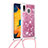 Coque Silicone Housse Etui Gel Bling-Bling avec Laniere Strap S03 pour Samsung Galaxy A20 Petit