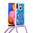 Coque Silicone Housse Etui Gel Bling-Bling avec Laniere Strap S03 pour Samsung Galaxy A20s Bleu