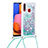 Coque Silicone Housse Etui Gel Bling-Bling avec Laniere Strap S03 pour Samsung Galaxy A20s Vert