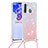 Coque Silicone Housse Etui Gel Bling-Bling avec Laniere Strap S03 pour Samsung Galaxy A21 European Rose