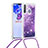 Coque Silicone Housse Etui Gel Bling-Bling avec Laniere Strap S03 pour Samsung Galaxy A21 European Violet