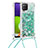 Coque Silicone Housse Etui Gel Bling-Bling avec Laniere Strap S03 pour Samsung Galaxy A22 4G Vert