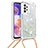Coque Silicone Housse Etui Gel Bling-Bling avec Laniere Strap S03 pour Samsung Galaxy A23 4G Argent