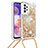 Coque Silicone Housse Etui Gel Bling-Bling avec Laniere Strap S03 pour Samsung Galaxy A23 4G Or