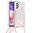 Coque Silicone Housse Etui Gel Bling-Bling avec Laniere Strap S03 pour Samsung Galaxy A23 4G Rose