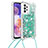 Coque Silicone Housse Etui Gel Bling-Bling avec Laniere Strap S03 pour Samsung Galaxy A23 4G Vert