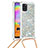 Coque Silicone Housse Etui Gel Bling-Bling avec Laniere Strap S03 pour Samsung Galaxy A31 Argent