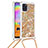 Coque Silicone Housse Etui Gel Bling-Bling avec Laniere Strap S03 pour Samsung Galaxy A31 Or