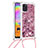 Coque Silicone Housse Etui Gel Bling-Bling avec Laniere Strap S03 pour Samsung Galaxy A31 Petit