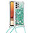Coque Silicone Housse Etui Gel Bling-Bling avec Laniere Strap S03 pour Samsung Galaxy A32 4G Vert