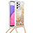 Coque Silicone Housse Etui Gel Bling-Bling avec Laniere Strap S03 pour Samsung Galaxy A33 5G Or