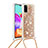 Coque Silicone Housse Etui Gel Bling-Bling avec Laniere Strap S03 pour Samsung Galaxy A41 Or