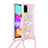 Coque Silicone Housse Etui Gel Bling-Bling avec Laniere Strap S03 pour Samsung Galaxy A41 Petit