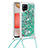 Coque Silicone Housse Etui Gel Bling-Bling avec Laniere Strap S03 pour Samsung Galaxy A42 5G Vert