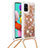 Coque Silicone Housse Etui Gel Bling-Bling avec Laniere Strap S03 pour Samsung Galaxy A51 4G Or