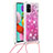 Coque Silicone Housse Etui Gel Bling-Bling avec Laniere Strap S03 pour Samsung Galaxy A51 4G Petit