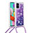 Coque Silicone Housse Etui Gel Bling-Bling avec Laniere Strap S03 pour Samsung Galaxy A51 4G Petit