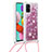 Coque Silicone Housse Etui Gel Bling-Bling avec Laniere Strap S03 pour Samsung Galaxy A51 4G Petit