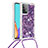 Coque Silicone Housse Etui Gel Bling-Bling avec Laniere Strap S03 pour Samsung Galaxy A52s 5G Violet