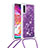 Coque Silicone Housse Etui Gel Bling-Bling avec Laniere Strap S03 pour Samsung Galaxy A70S Violet