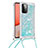 Coque Silicone Housse Etui Gel Bling-Bling avec Laniere Strap S03 pour Samsung Galaxy A72 5G Bleu Ciel