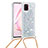 Coque Silicone Housse Etui Gel Bling-Bling avec Laniere Strap S03 pour Samsung Galaxy A81 Argent