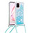 Coque Silicone Housse Etui Gel Bling-Bling avec Laniere Strap S03 pour Samsung Galaxy A81 Bleu Ciel