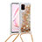 Coque Silicone Housse Etui Gel Bling-Bling avec Laniere Strap S03 pour Samsung Galaxy A81 Or