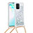 Coque Silicone Housse Etui Gel Bling-Bling avec Laniere Strap S03 pour Samsung Galaxy A91 Argent