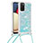 Coque Silicone Housse Etui Gel Bling-Bling avec Laniere Strap S03 pour Samsung Galaxy F02S SM-E025F Bleu Ciel