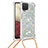 Coque Silicone Housse Etui Gel Bling-Bling avec Laniere Strap S03 pour Samsung Galaxy F12 Argent