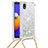 Coque Silicone Housse Etui Gel Bling-Bling avec Laniere Strap S03 pour Samsung Galaxy M01 Core Argent