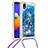 Coque Silicone Housse Etui Gel Bling-Bling avec Laniere Strap S03 pour Samsung Galaxy M01 Core Bleu