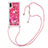 Coque Silicone Housse Etui Gel Bling-Bling avec Laniere Strap S03 pour Samsung Galaxy M02 Petit