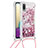 Coque Silicone Housse Etui Gel Bling-Bling avec Laniere Strap S03 pour Samsung Galaxy M02 Petit